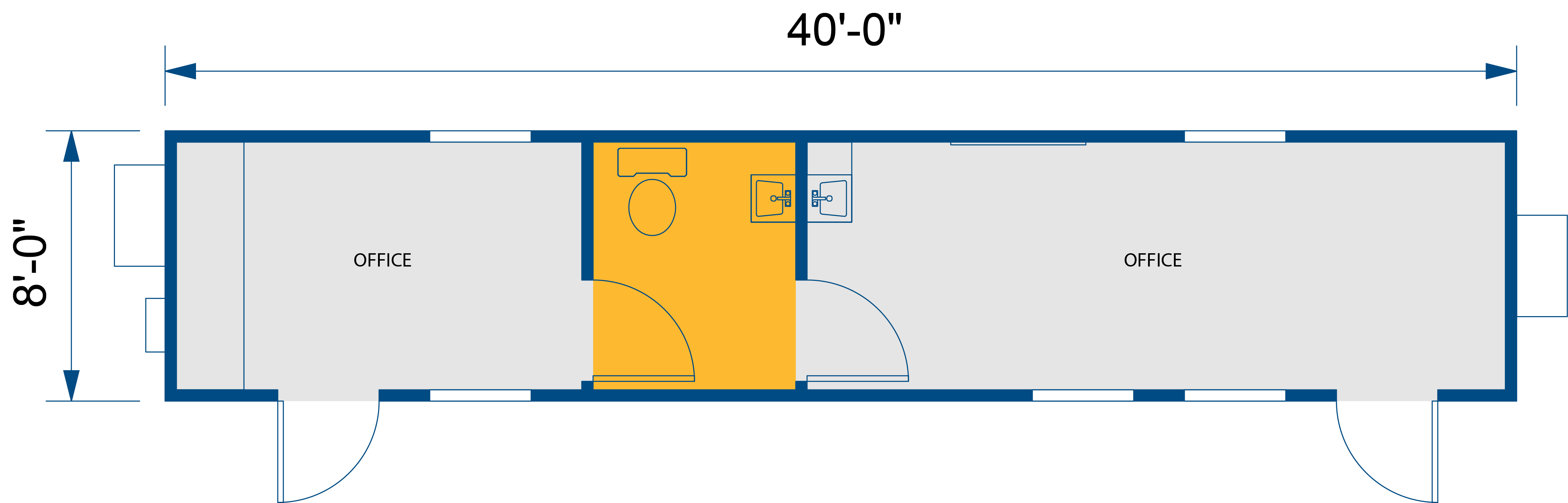 40’ Office Elite Container with Restroom Dimensions and Specifications