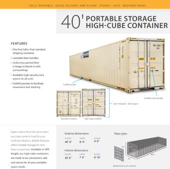 40' PORTABLE STORAGE HIGH-CUBE CONTAINER