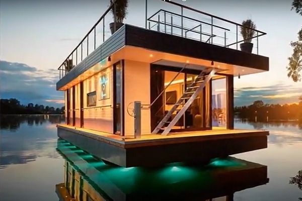 Shipping Container Houseboat