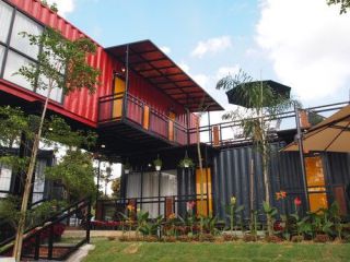 storage containers being used for buildings