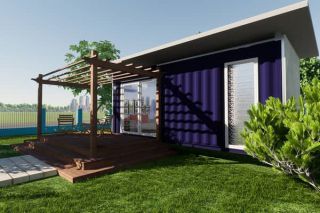 A 20-foot shipping container home