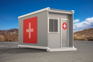 medical center built using storage container