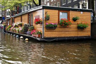 Floating house boat at Amsterdam