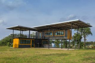 luxurious shipping container camping site