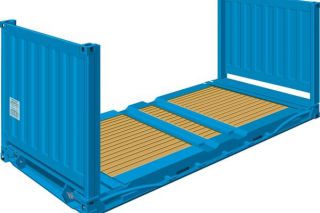 Flat rack shipping containers open at the end