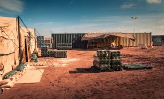 An Army Camp with a containerized housing unit